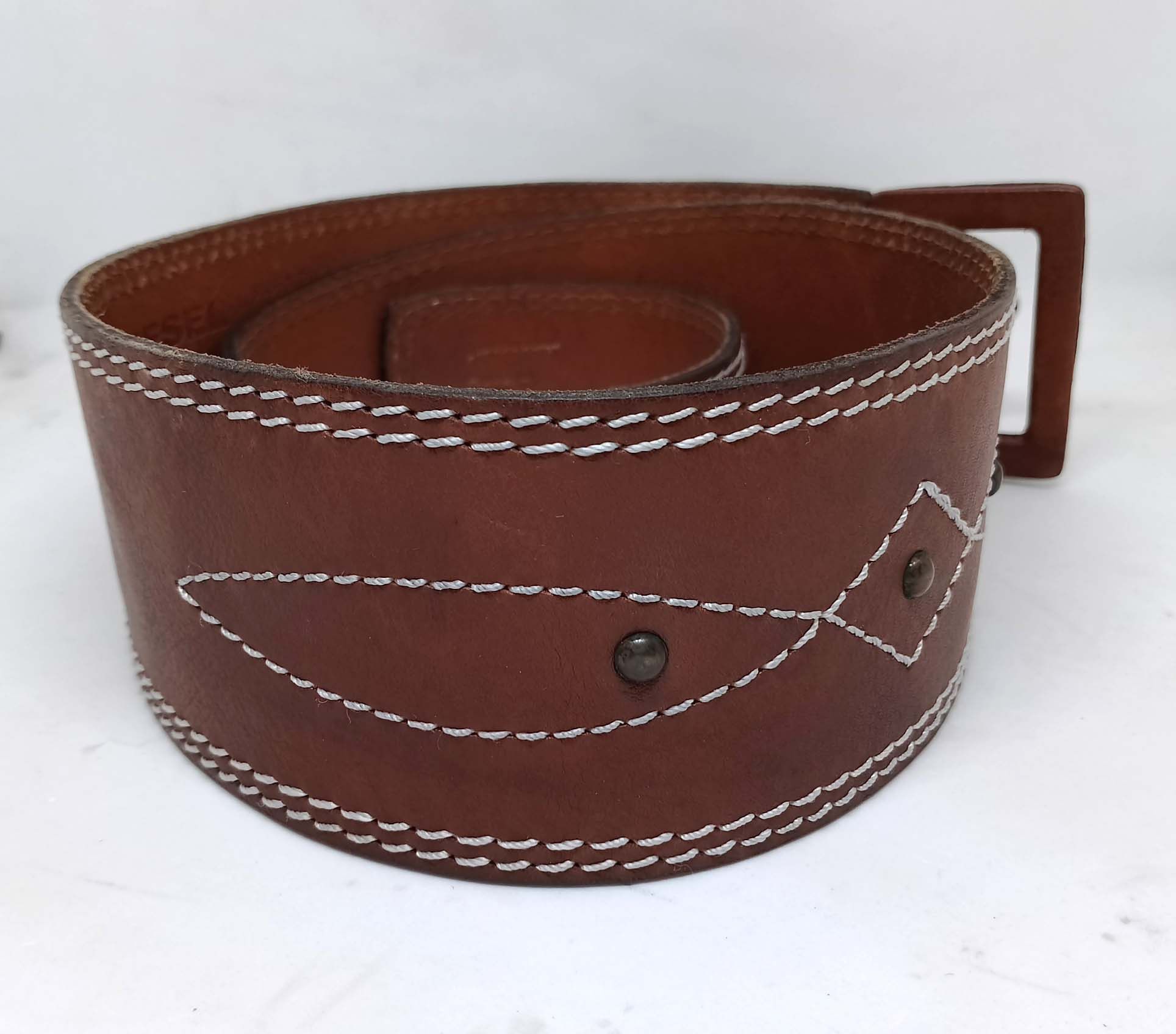 Diesel Diesel Wide Leather Belt – Brown – Size 95/38 – 70 mm Size ONE SIZE - 5 Thumbnail