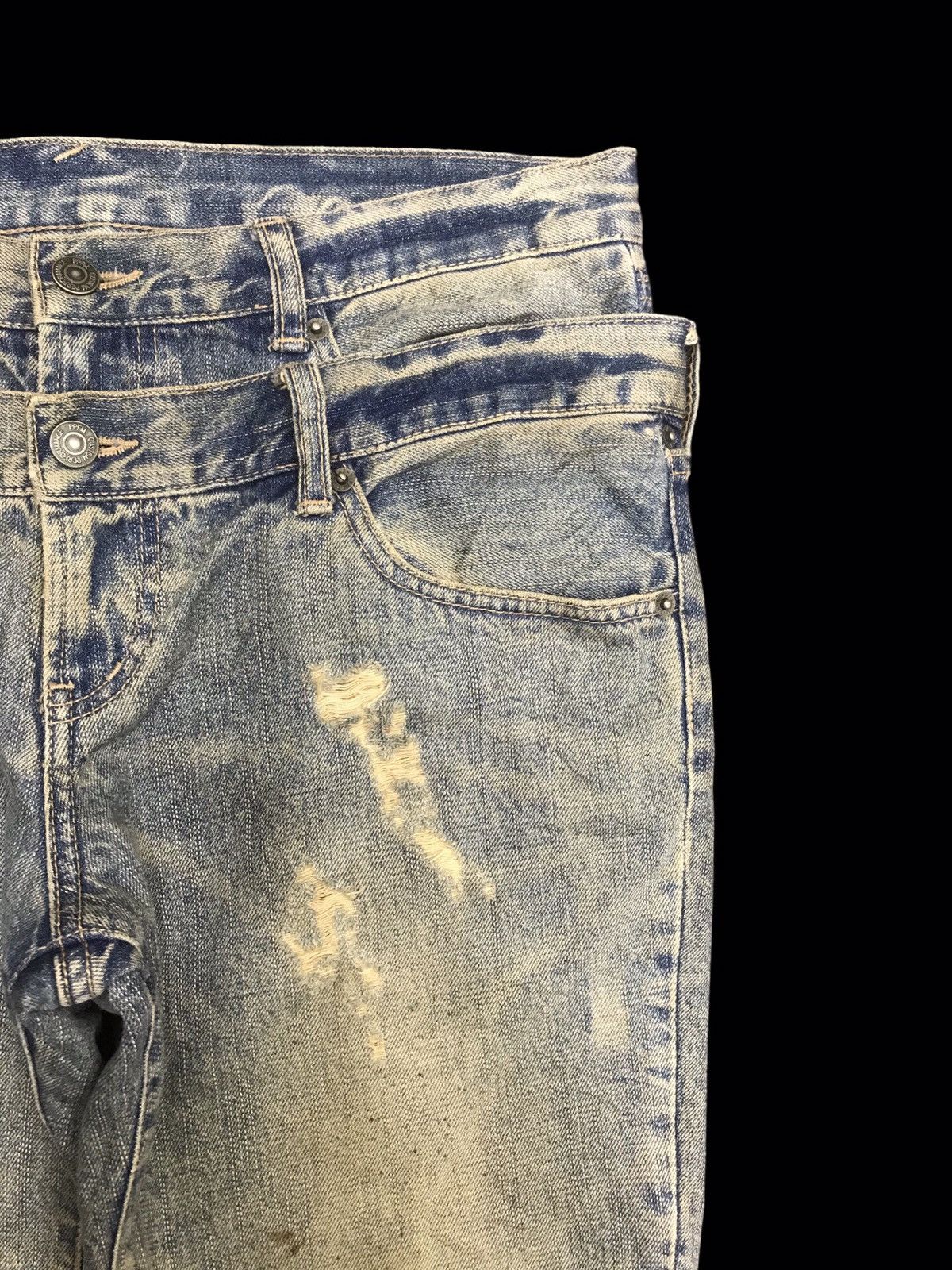 PPFM 💥DOUBLE WAIST💥Archival PPFM Distressed Patchwork Denim F86 Size US 33 - 8 Thumbnail