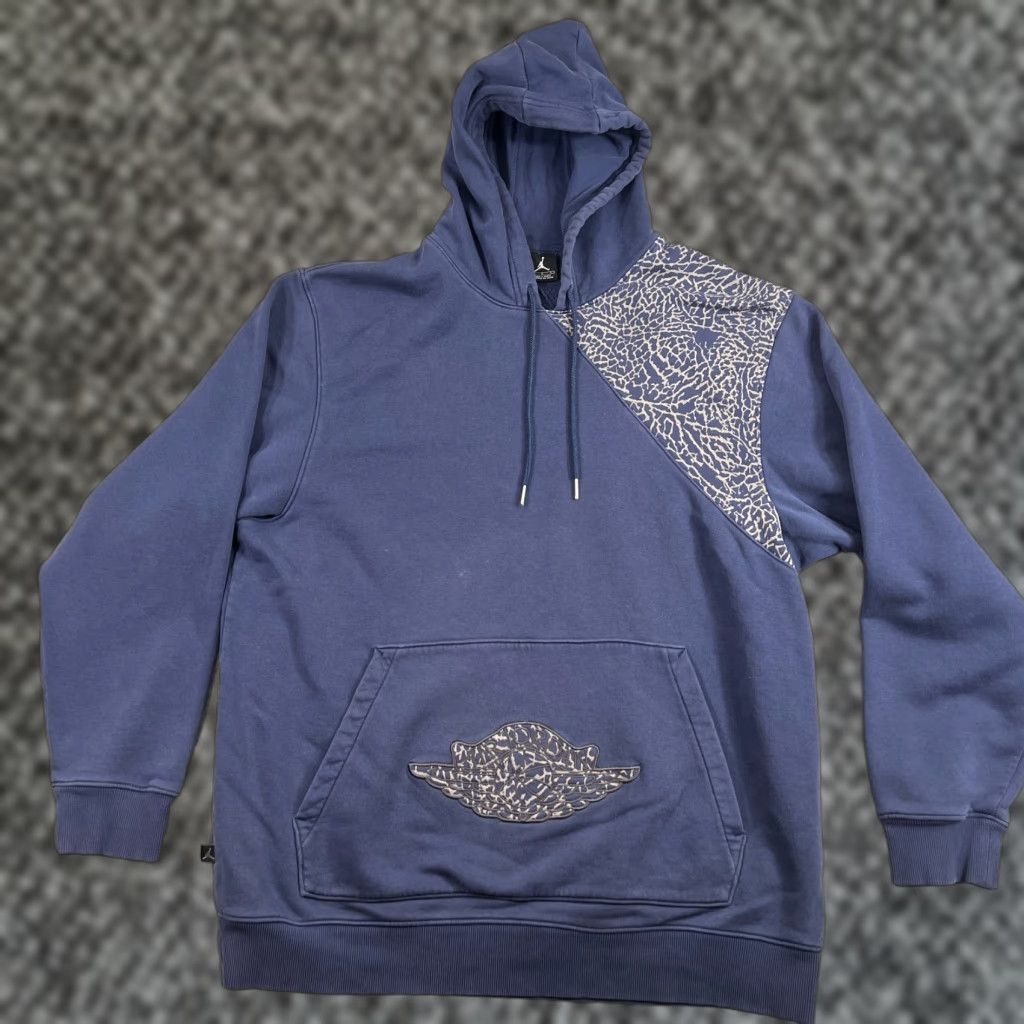 Jordan Brand Jordan Hoodie Mens L Blue Pullover Sweatshirt Long Sleeve Nike Jordan Athletic Hooded Pockets Zipper Logo Size US L / EU 52-54 / 3 - 1 Thumbnail