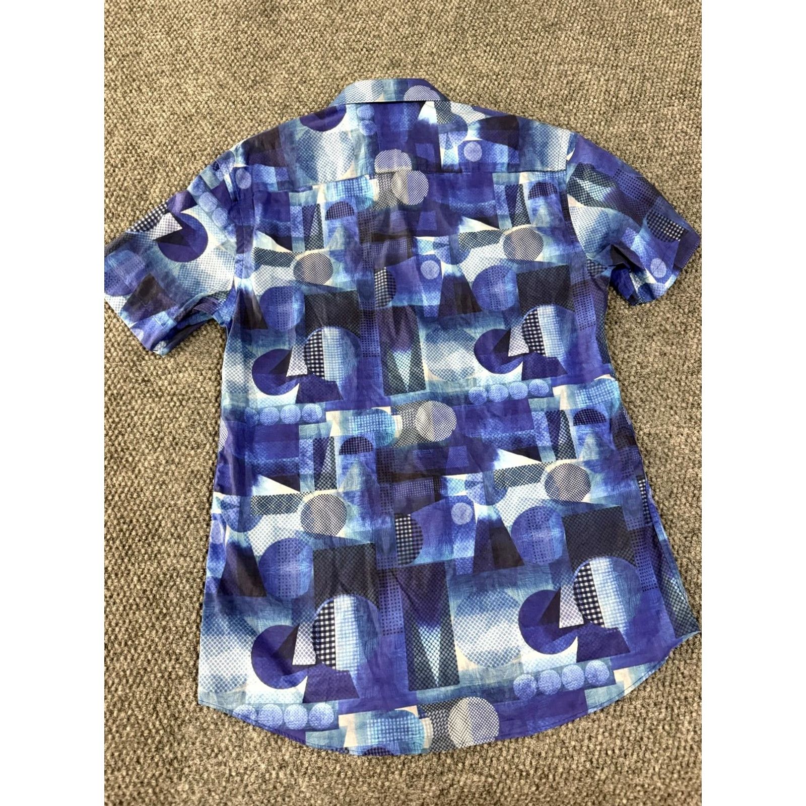 Vintage Bertigo Shirt Mens M Blue Abstract Geometric Short Sleeve Button Up Casual Size US M / EU 48-50 / 2 - 7 Thumbnail