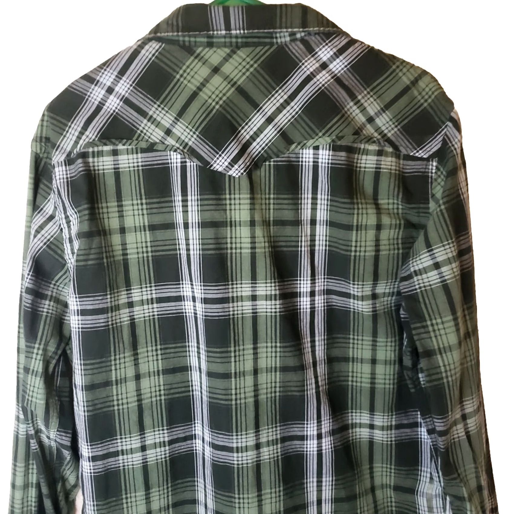 Old Navy Old Navy Button-Up Shirt Men's Slim Fit Green Plaid Pearl Snap Long Sleeve Size M Size US M / EU 48-50 / 2 - 6 Thumbnail