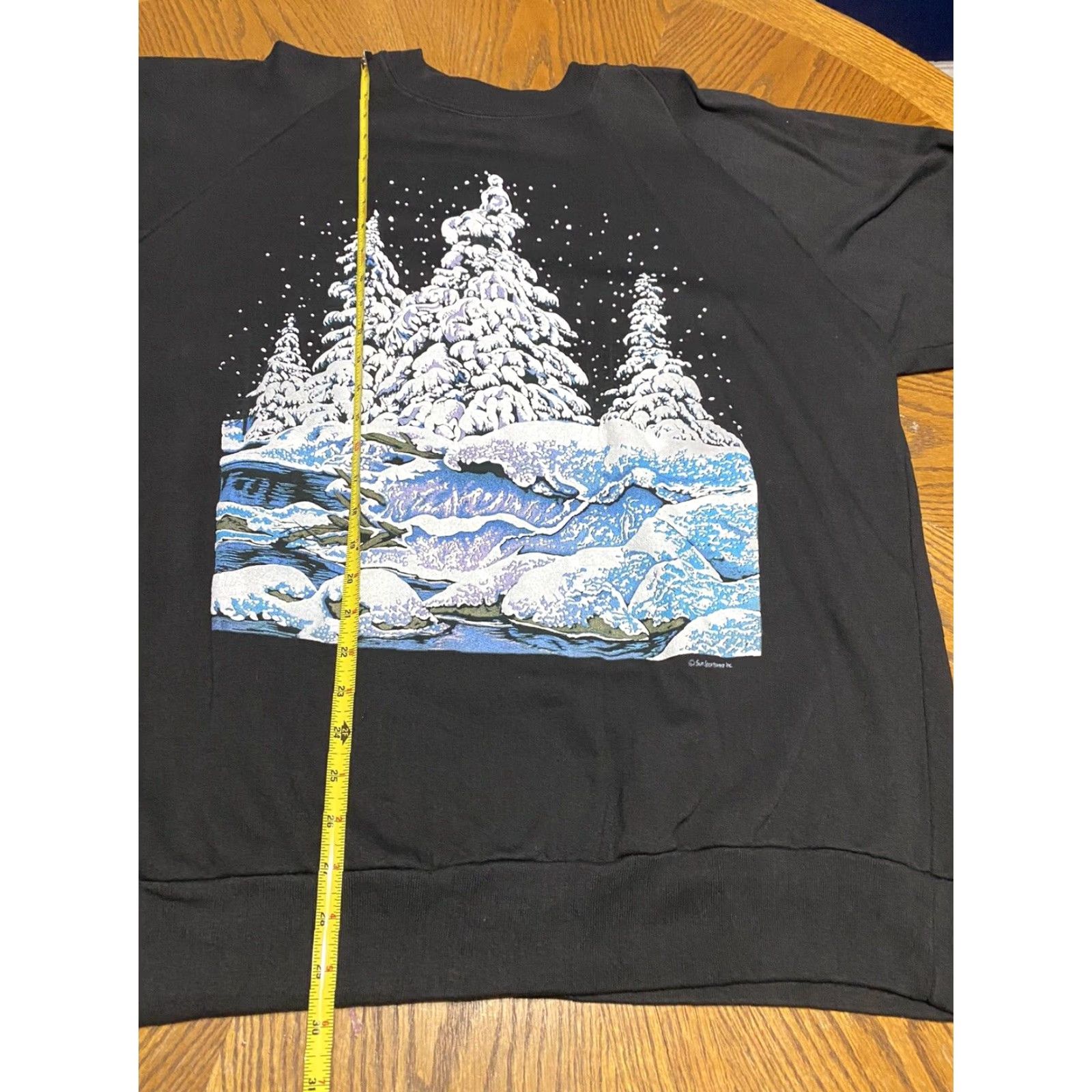 VINTAGE Sun Sun Crewneck Sweatshirt Men 2XL Black Winter Christmas 80s 90s Holiday Snow