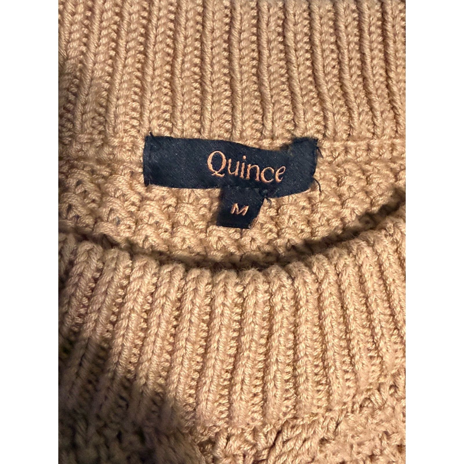 Quince Quince Organic Cotton Cropped Cable Crew Sweater Camel Brown Sz M Womens Size M / US 6-8 / IT 42-44 - 5 Thumbnail