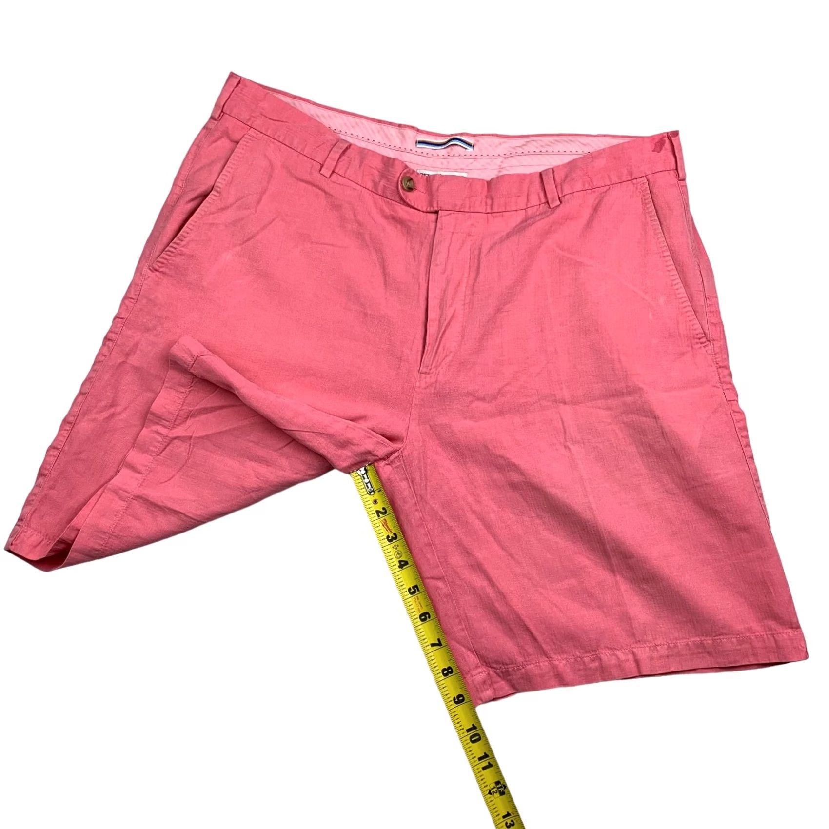 Peter Millar Peter Millar Men’s Chino Shorts Pink Flat Front 9in Inseam 38 Linen/Silk/Cotton Regular Mens Size US 38 / EU 54 - 7 Thumbnail