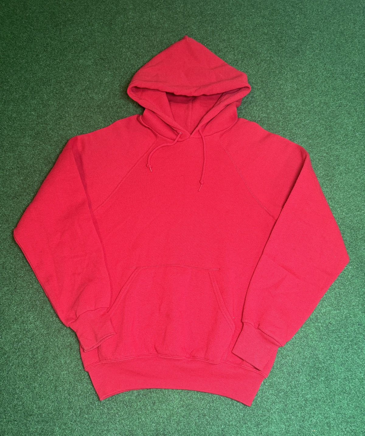 Lee × Vintage Vtg 90s Blank Raglan Minimalist Red Lee Midweight Hoodie Size US M / EU 48-50 / 2 - 1 Thumbnail