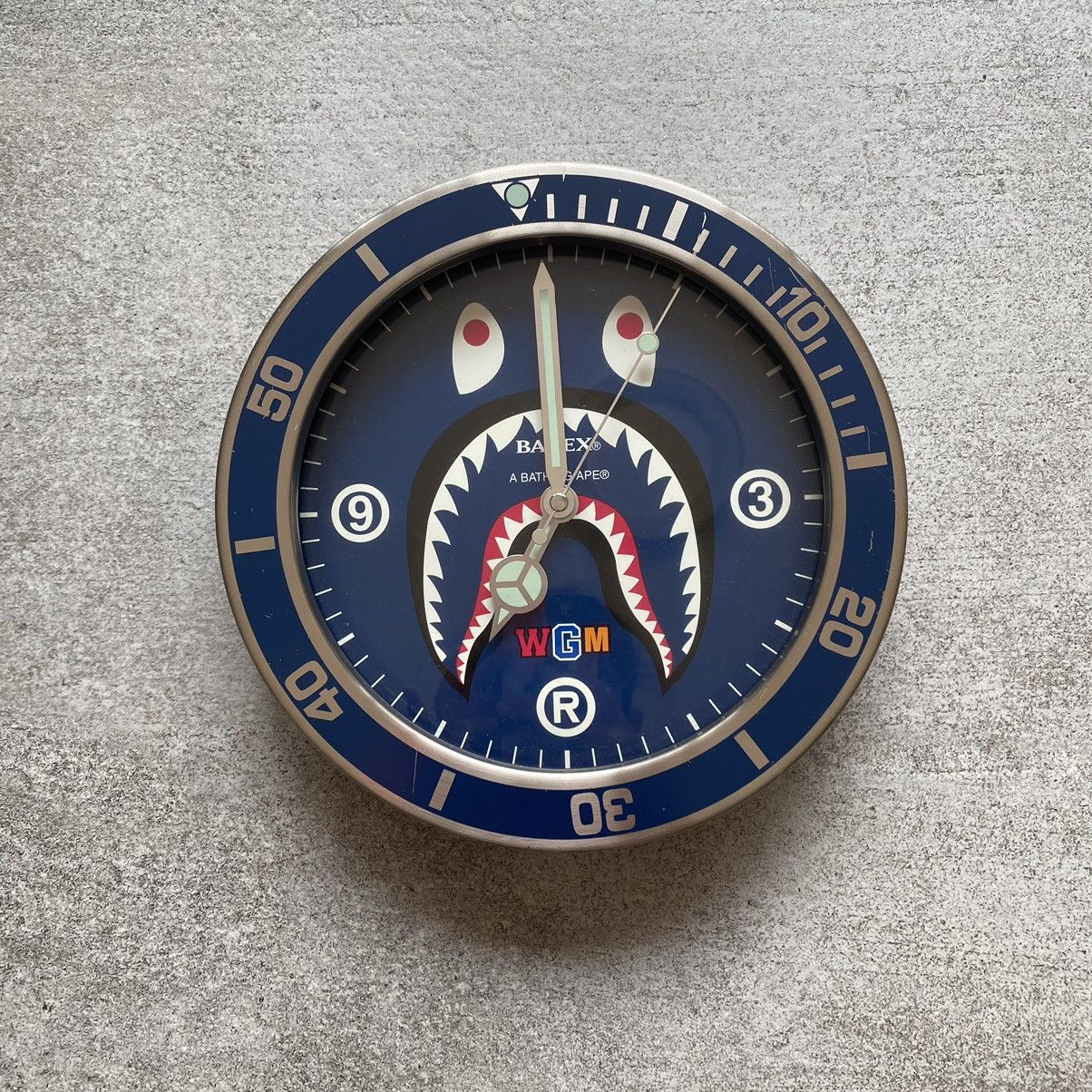 image of A Bathing Ape Bape Bapex Shark Wgm Hanging Wall Clock in Blue, Men's
