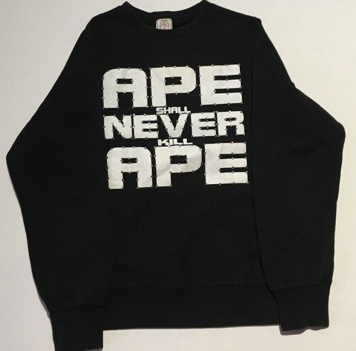 image of Bape Swarovski Crew Neck Sweatshirt in Black, Women's (Size XS)