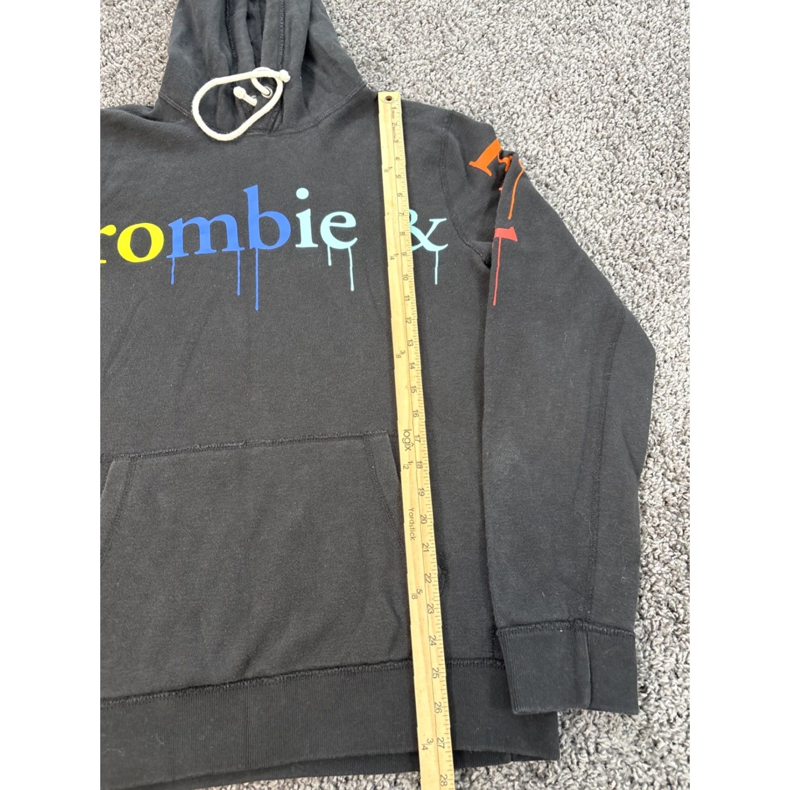 Rainbow Abercrombie & Fitch Rainbow Hoodie Mens Large Spellout Paint Drip Sweatshirt Size US L / EU 52-54 / 3 - 2 Thumbnail