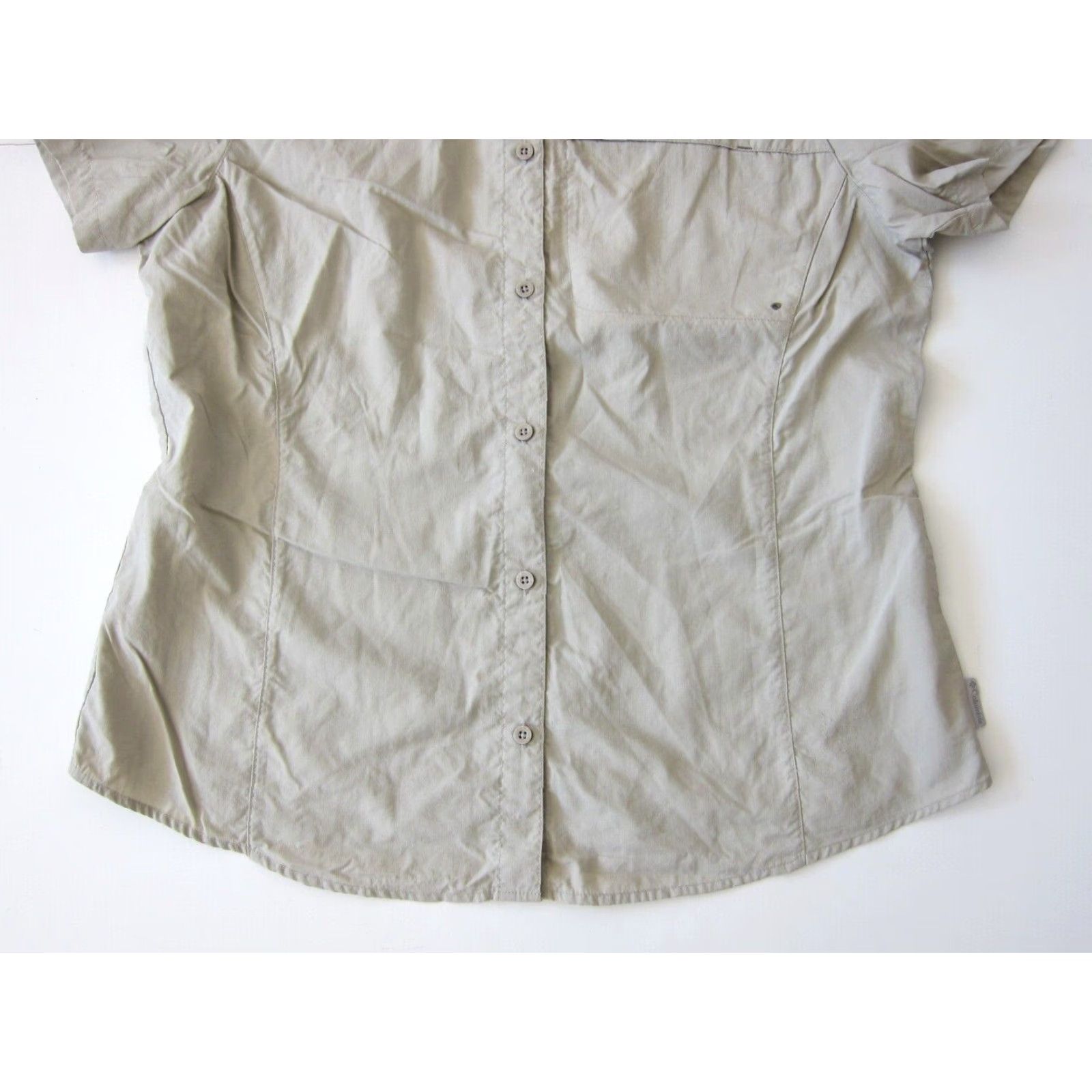 Vintage Columbia Nylon Beige Brown Vent Zip Pocket Button Down Short Sleeve Blouse XL Size XL / US 12-14 / IT 48-50 - 8 Thumbnail