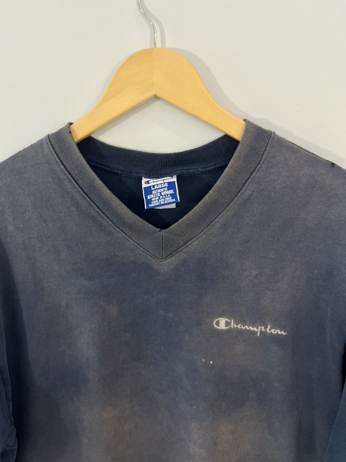 Vintage Sun Faded Champion Blank Basic V Neck Tee Size US L / EU 52-54 / 3 - 3 Thumbnail