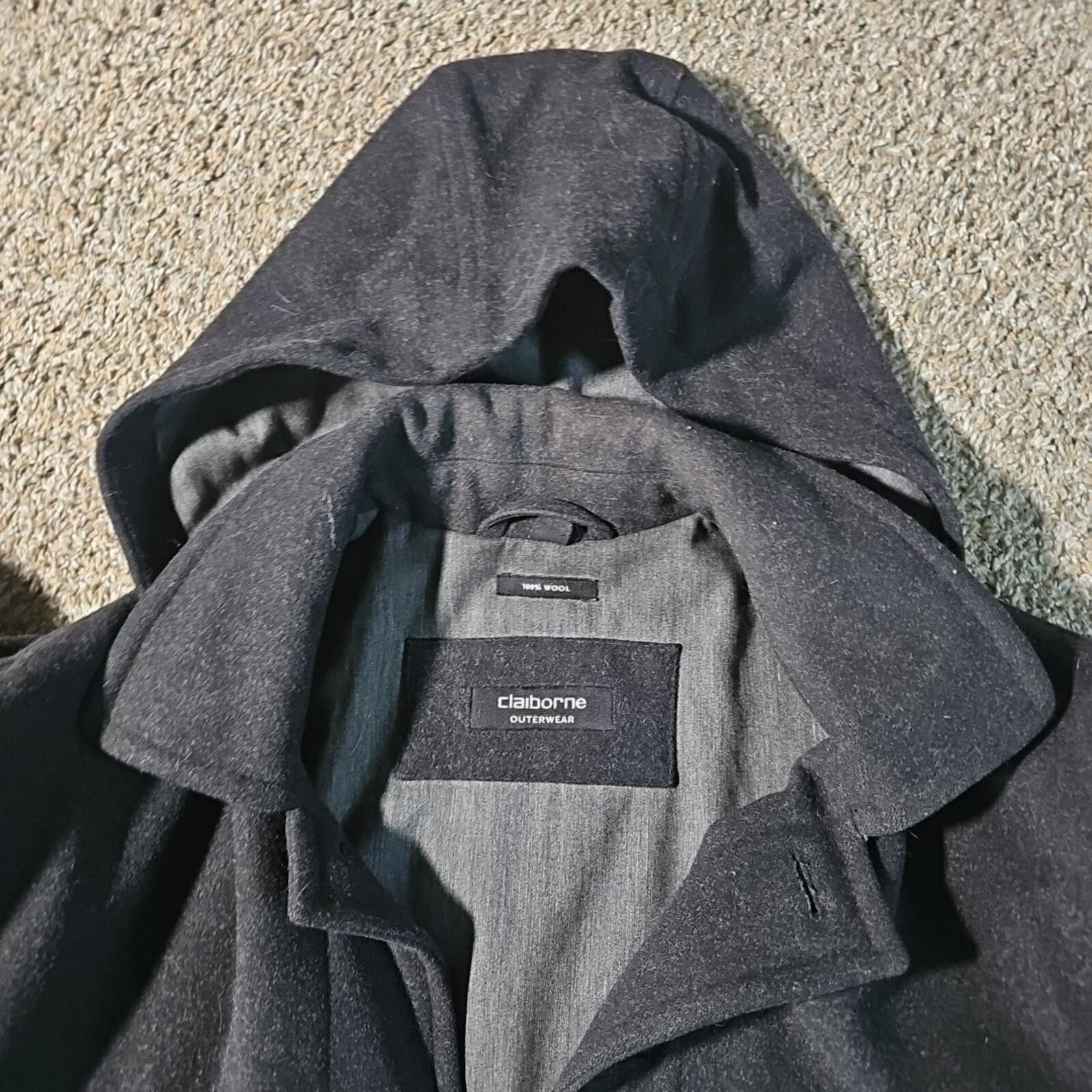 Liz Claiborne Claiborne Outerwear 100% Wool Pea Coat BUTTON NEEDS SEWING Size US M / EU 48-50 / 2 - 10 Thumbnail