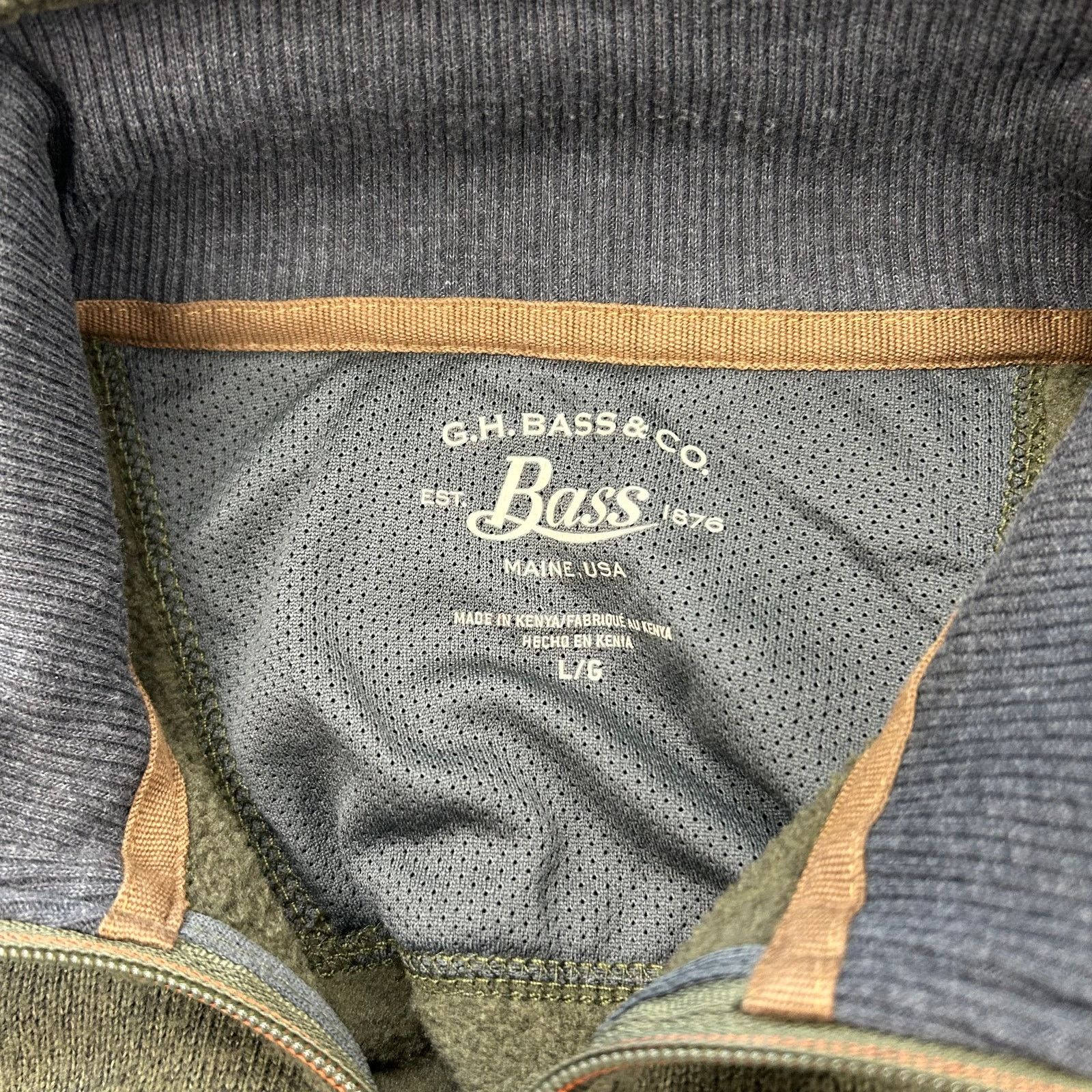 G.H. Bass & Co. GH Bass & Co Green 1/4 Zip Pullover Sweater size Large L B22 Size US L / EU 52-54 / 3 - 4 Thumbnail