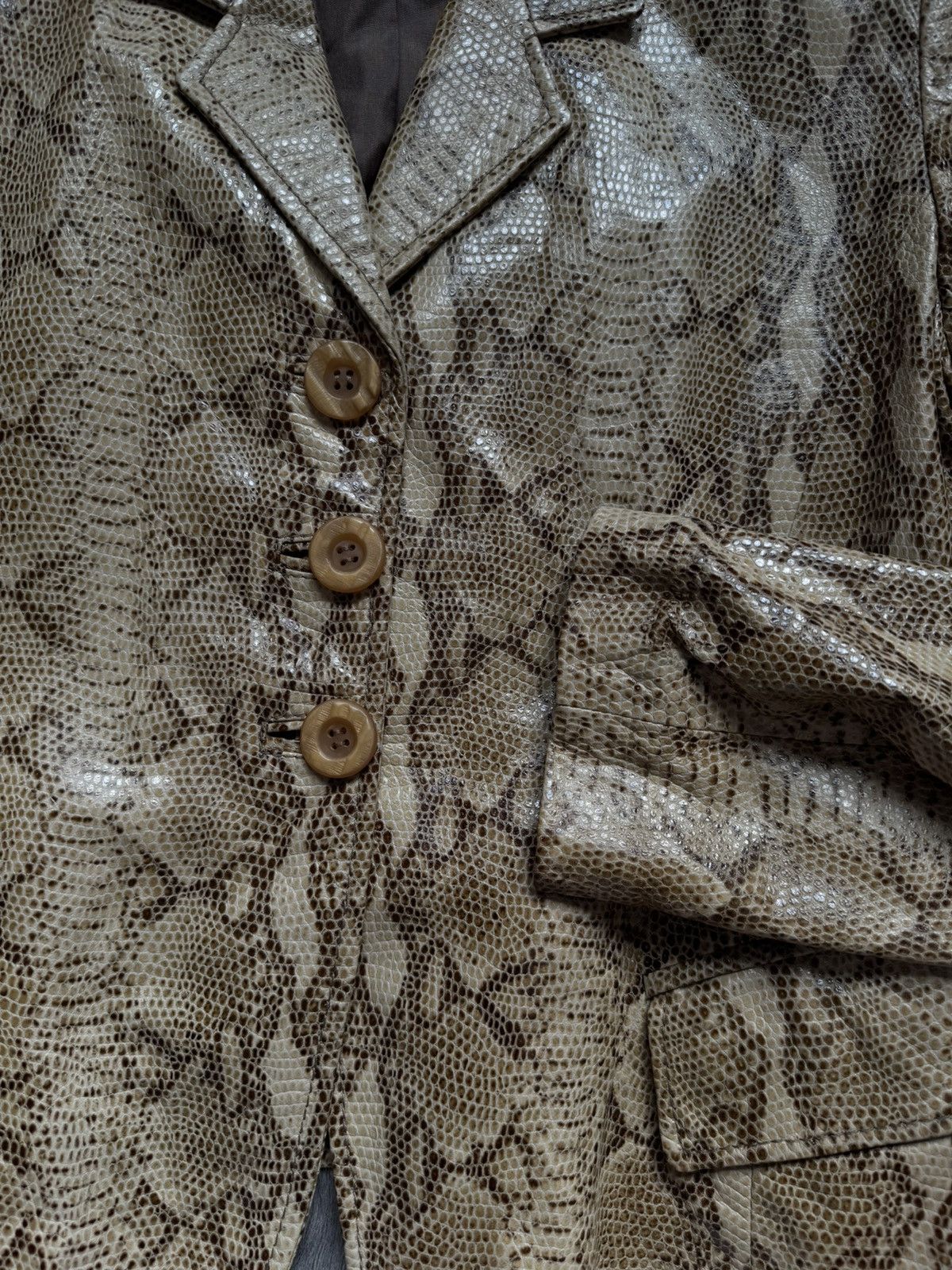 Vintage Sylvie Schimmel Paris Leather Python-print Jacket 42 Size M / US 6-8 / IT 42-44 - 7 Thumbnail
