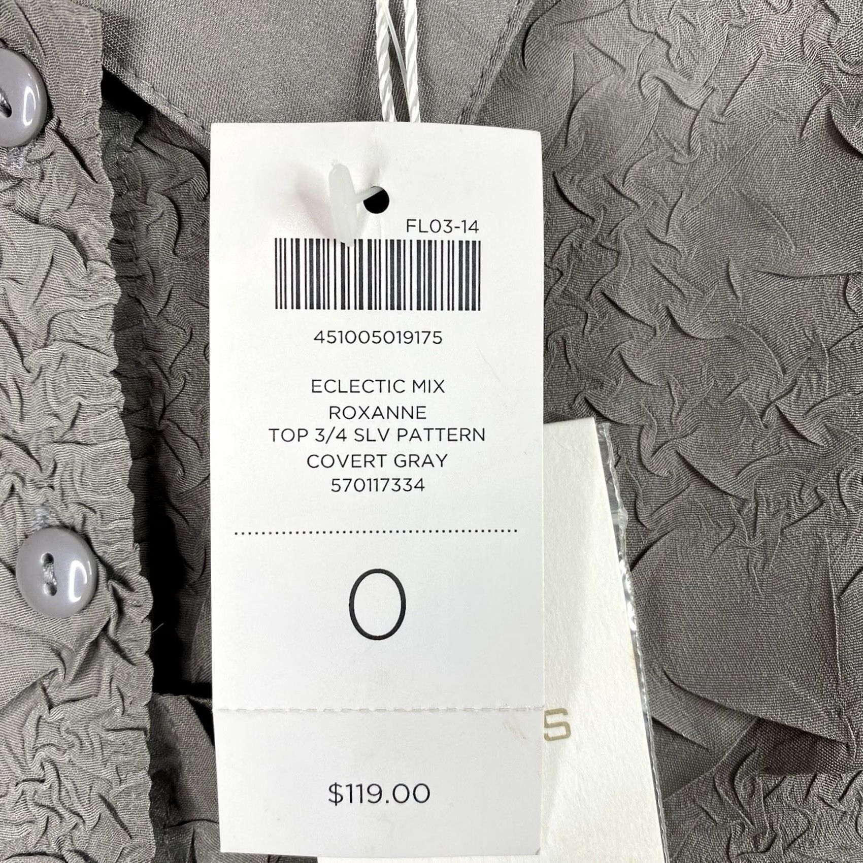 Vintage Chico's Button-Up Womens Sz S Gray Textured Pattern Silky Soft NWT White not applicable Size S / US 4 / IT 40 - 3 Thumbnail