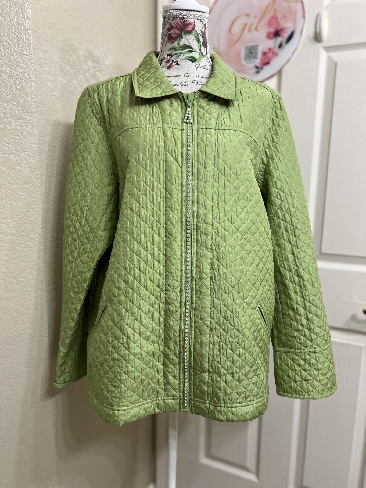 Quacker Factory Quacker Factory light green silk jacket size L Size L / US 10 / IT 46 - 1 Thumbnail