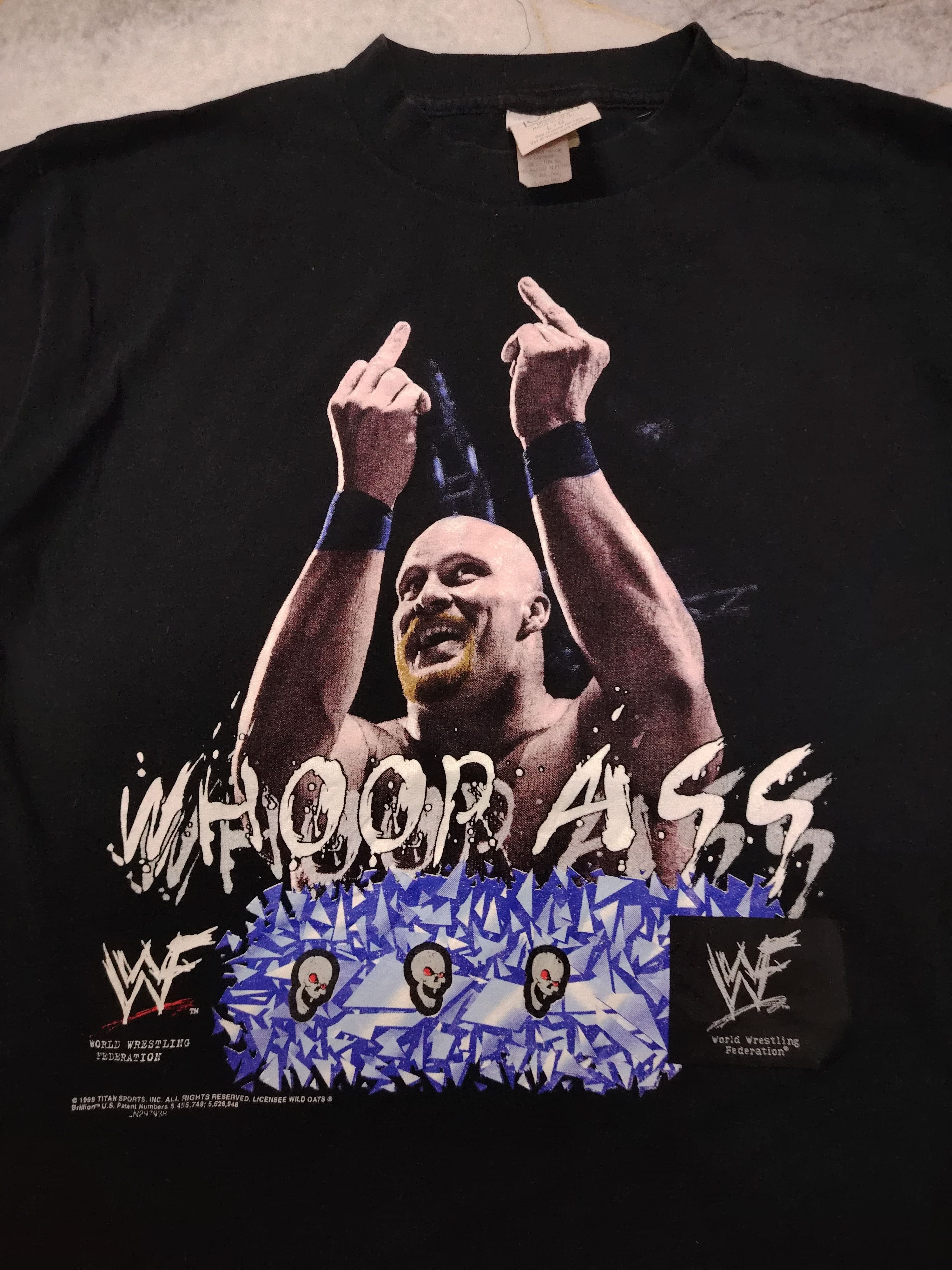 Vintage × WWF Vintage 1998 Stone Cold Steve Austin Whoop Ass Middle Finger Size US L / EU 52-54 / 3 - 2 Thumbnail