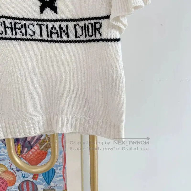 Dior Dior White Cashmere Logo Short Sleeve Sweater . Size S / US 4 / IT 40 - 4 Thumbnail