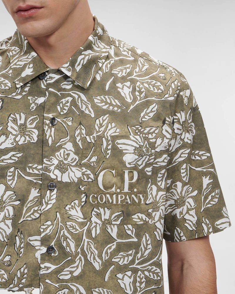 C.P. Company o1y1224 Patterned Shirt in Military Green/White Size US XL / EU 56 / 4 - 4 Thumbnail