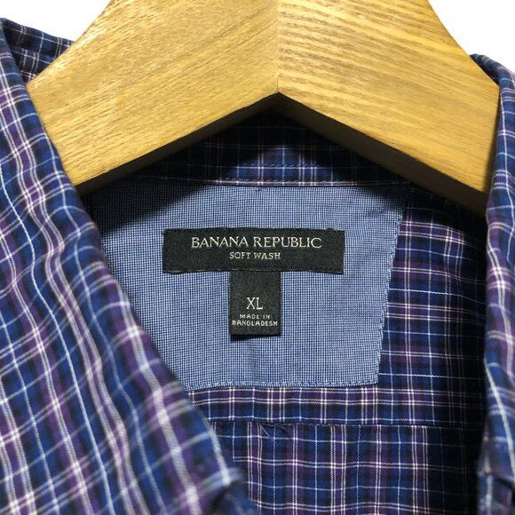 Banana Republic banana Republic men's purple cotton casual shirt size: XL Size US XL / EU 56 / 4 - 3 Thumbnail