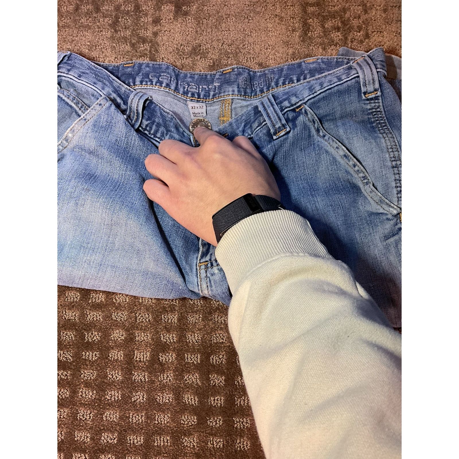 Carhartt 👖 Carhartt Men's Distressed Blue Denim Work Jeans 32x32 Size US 32 / EU 48 - 5 Thumbnail