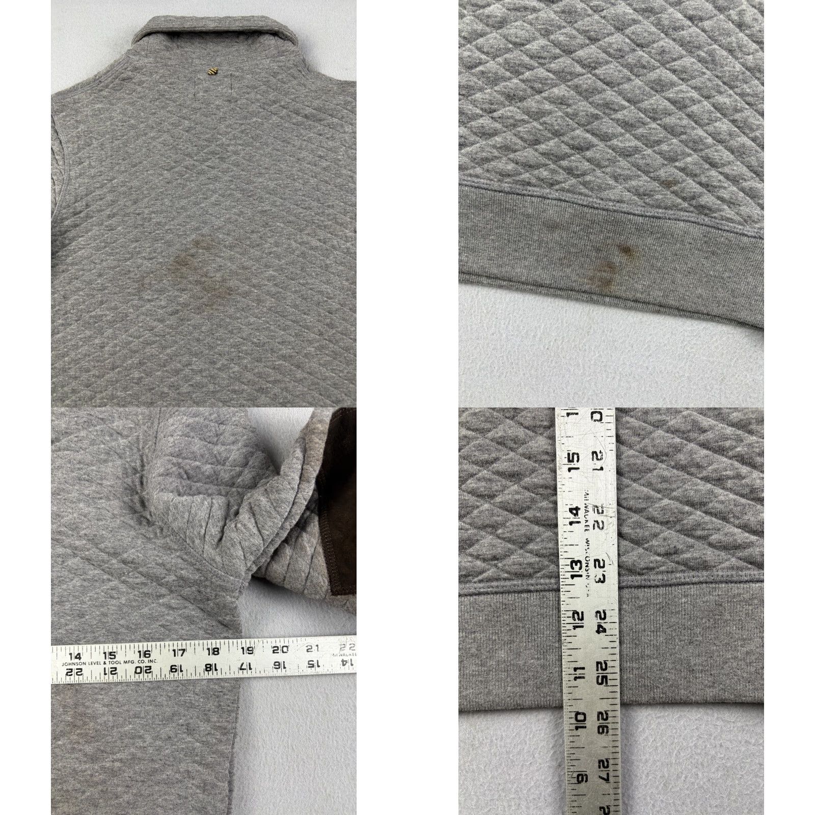 Billy Reid Billy Reid Sweater Men S Gray Henley Mock Neck Quilted Elbow Patch Cotton Knit Solid Tightly Knit Classic Knitwear Size US S / EU 44-46 / 1 - 8 Thumbnail