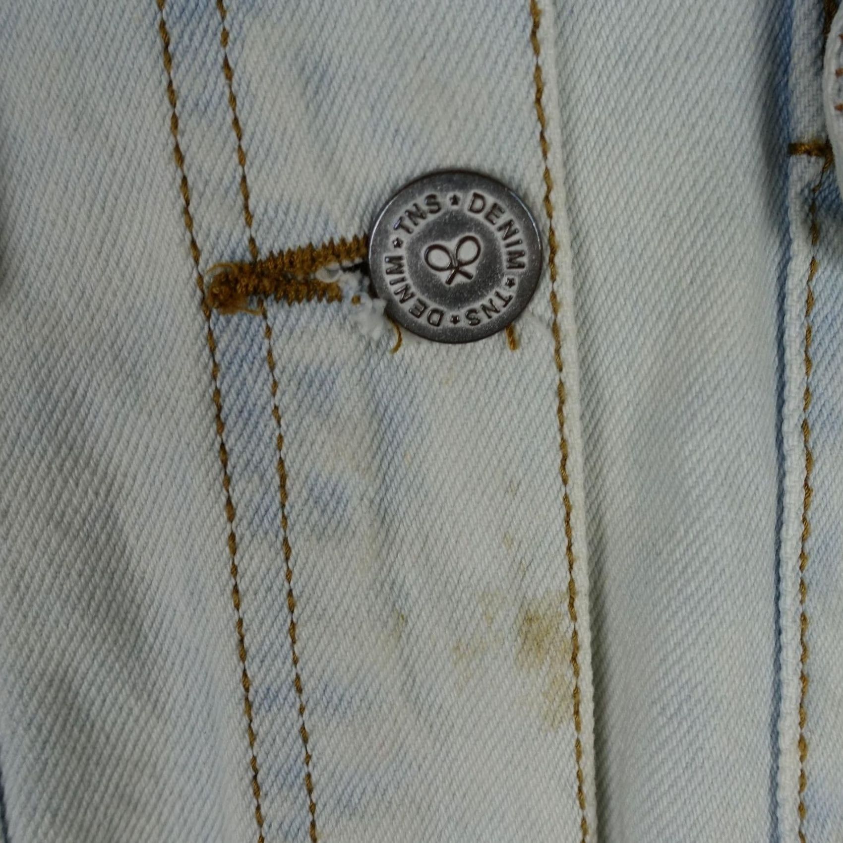 Denime Tennis Jacket Womens Small Blue Denim Button Front Cropped Trucker VTG 90s Size S / US 4 / IT 40 - 4 Thumbnail
