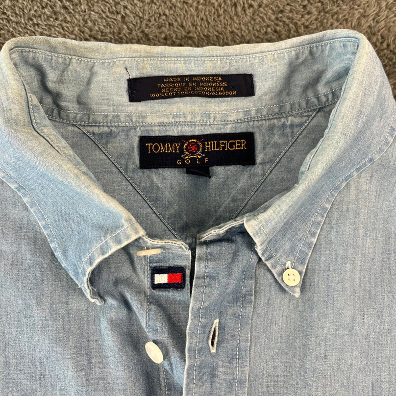Tommy Hilfiger Vintage Tommy Hilfiger Shirt XL Light Blue Size US XL / EU 56 / 4 - 2 Thumbnail