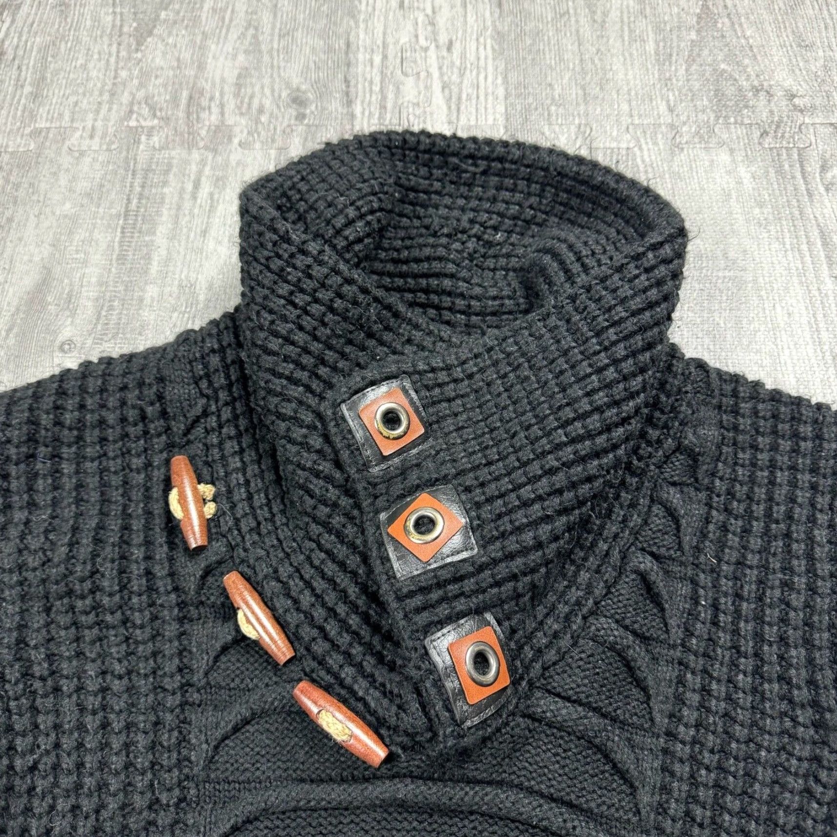 Vintage LCR 89 Black Edition Chunky-Knit Pullover Sweater Mens Size M Black Toggle Button PUNK Size US M / EU 48-50 / 2 - 4 Thumbnail