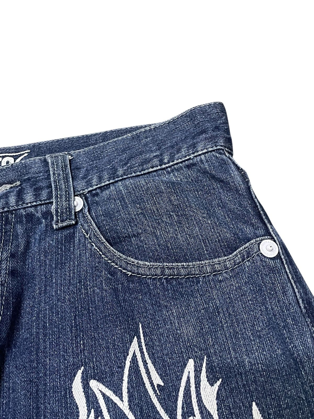 Japanese Brand Vintage One Piece Anime Ace And Luffy On Fire Rare Jeans Size US 30 / EU 46 - 11 Thumbnail