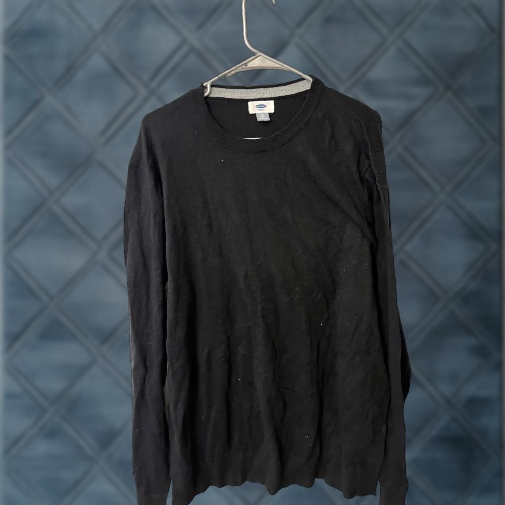 Old Navy Old Navy Black Crew Neck Long Sleeve Lightweight Cotton Blend Sweater Mens XL Size US XL / EU 56 / 4 - 1 Thumbnail