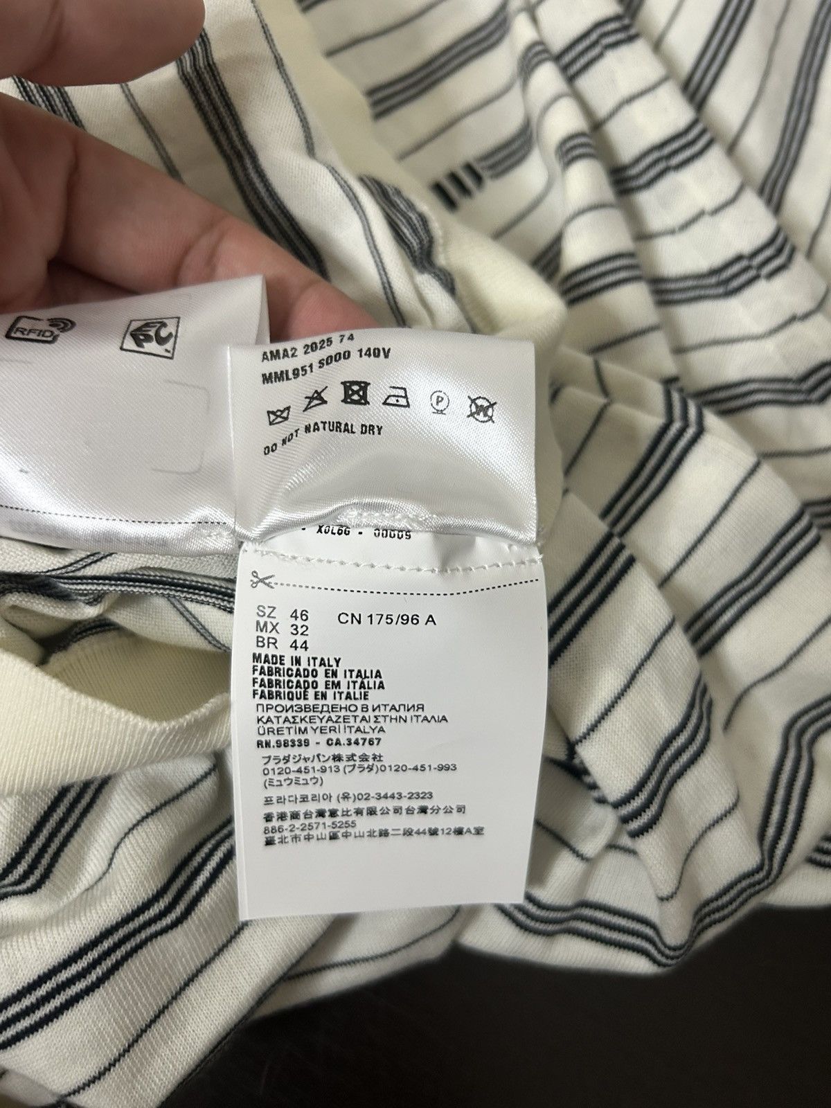 Miu Miu Miu Miu White Striped Polo Longsleeve Size US M / EU 48-50 / 2 - 6 Thumbnail