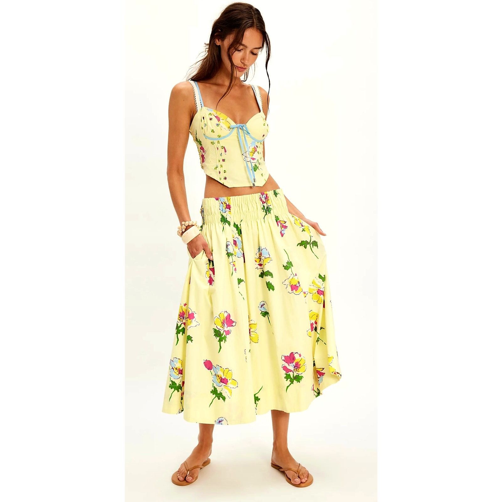 Free People Free People Luka Set Maxi Skirt Cropped Top Early Bloomer XL Size XL / US 12-14 / IT 48-50 - 2 Thumbnail