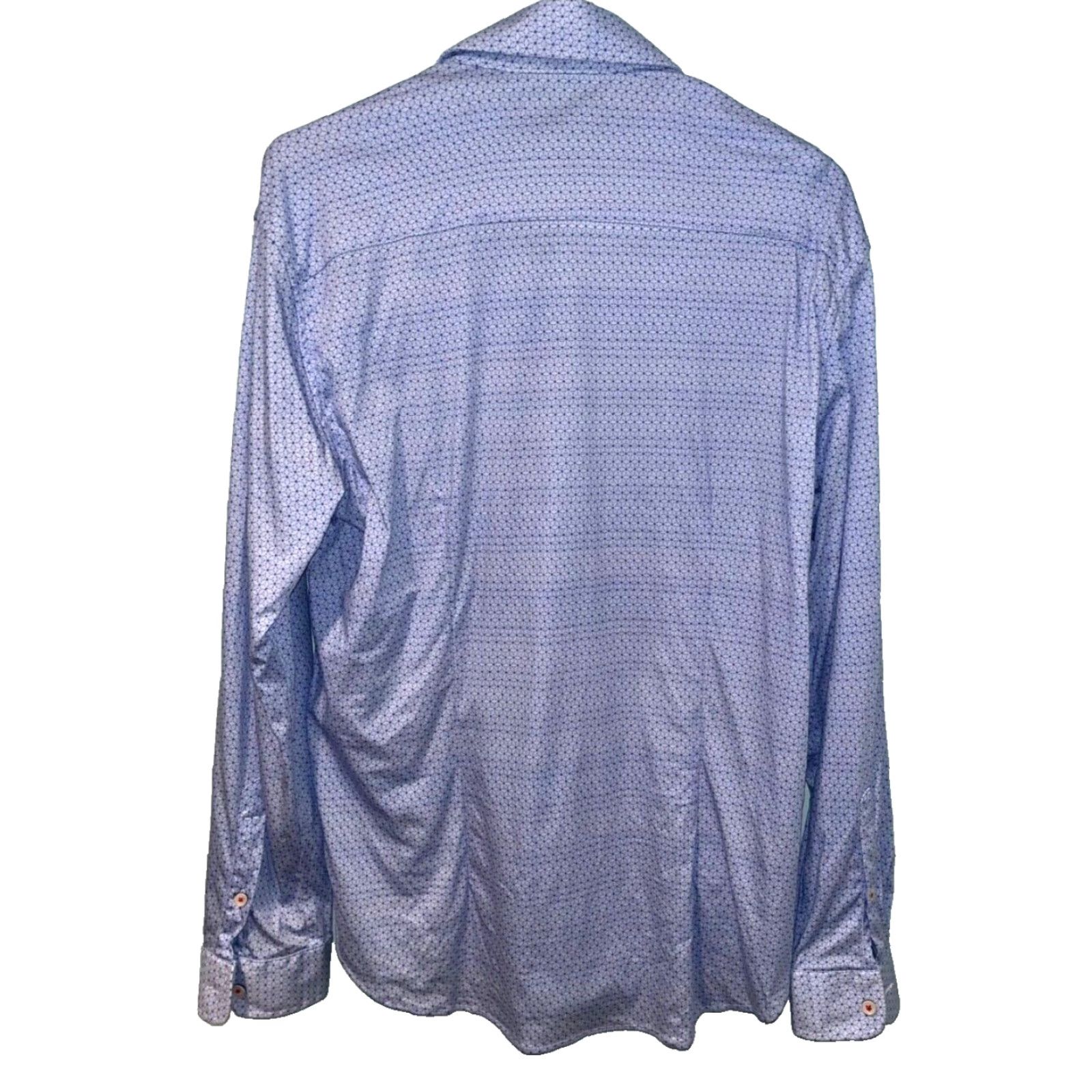 Buttero Butter Cloth Shirt Mens L Blue Button Up Icy Cotton Stretch Performance Geometric 90s Designer Classic Mens Size US L / EU 52-54 / 3 - 4 Thumbnail