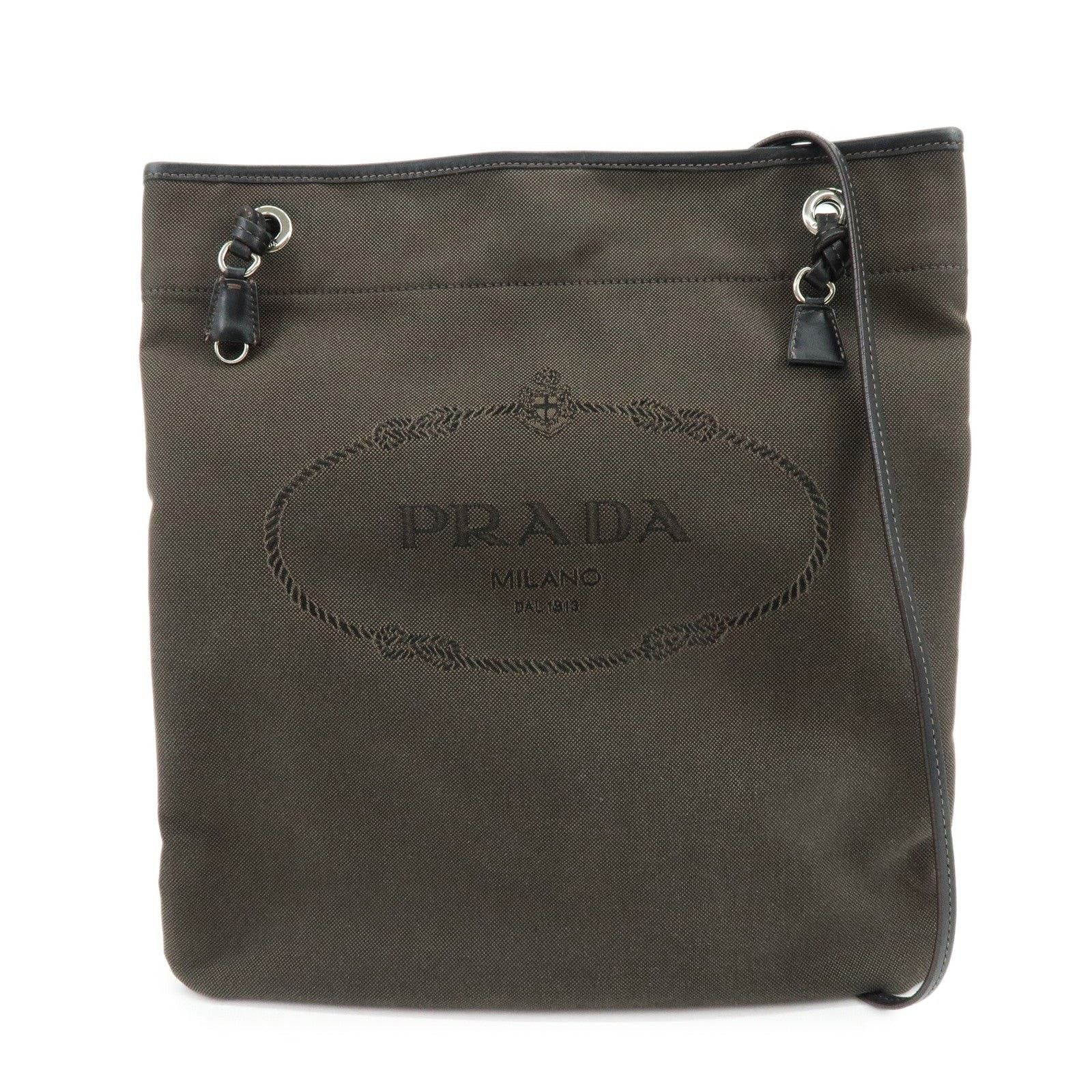 Prada Prada Logo Jacquard Crossbody Bag Dark Brown Size ONE SIZE - 1 Thumbnail