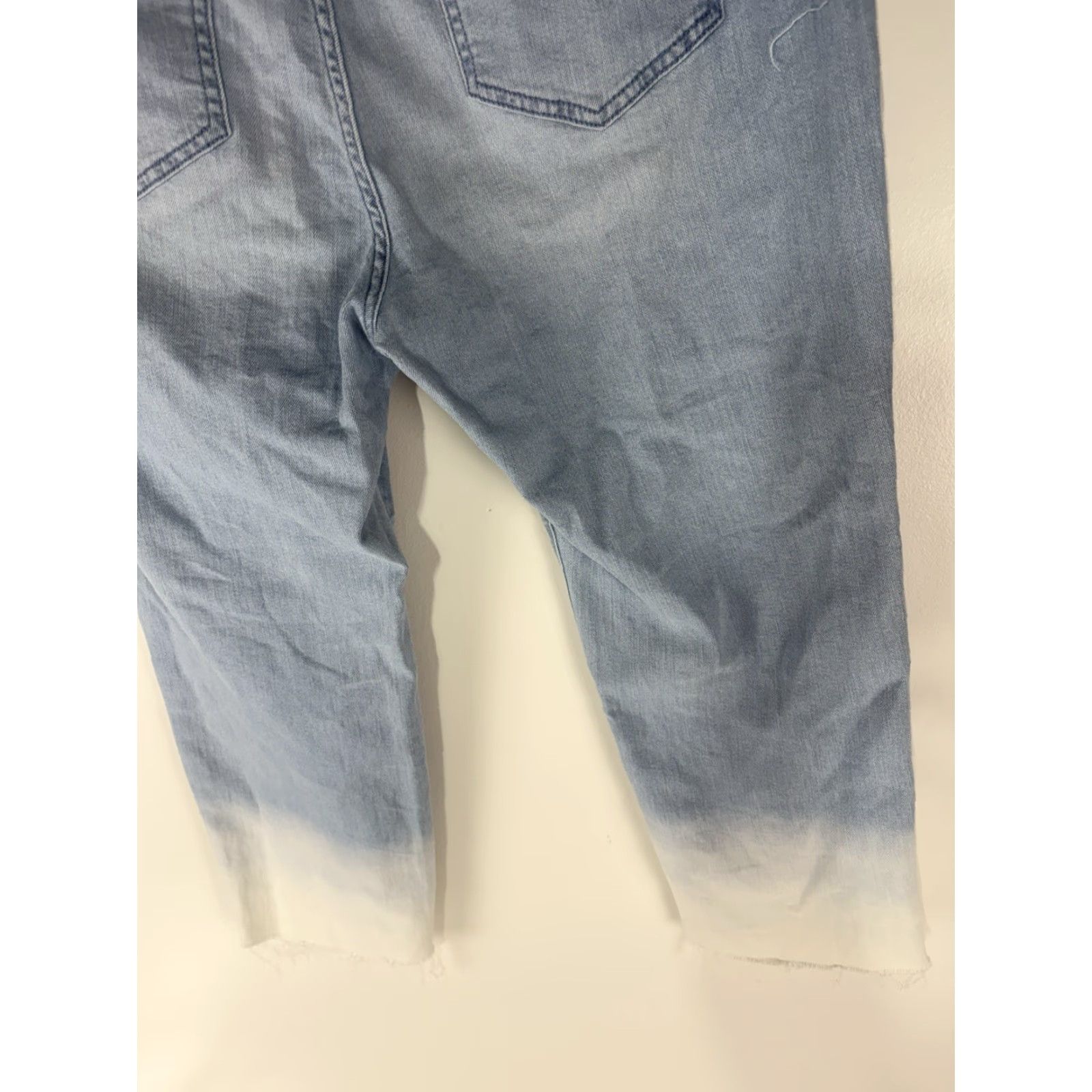 J. Jill J Jill Denim Hi-Rise Straight Jeans Womens 14P Blue Cotton Spandex 5-Pocket Button Zip Inseam 24in Bleached Lt Wash Cropped Leg 7.5in Rise 11in Size 36" / US 14 / IT 50 - 6 Thumbnail