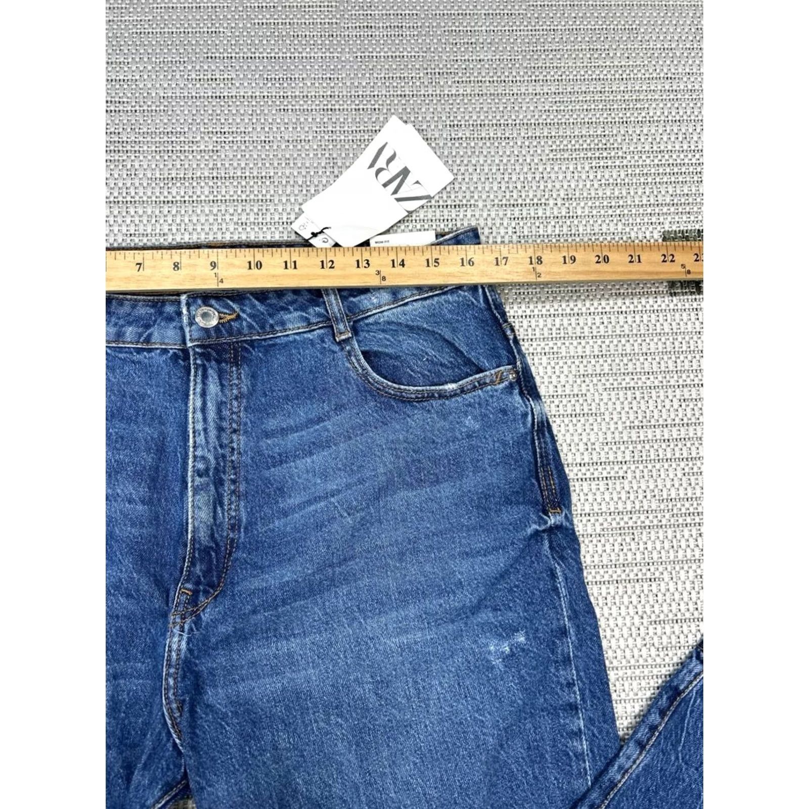 Zara Zara Jeans Womens 14 Mom Fit Dark Wash Denim High Rise Blue Slim Leg Ankle Regular Size 14 Womens Jeans Size 36" / US 14 / IT 50 - 6 Thumbnail