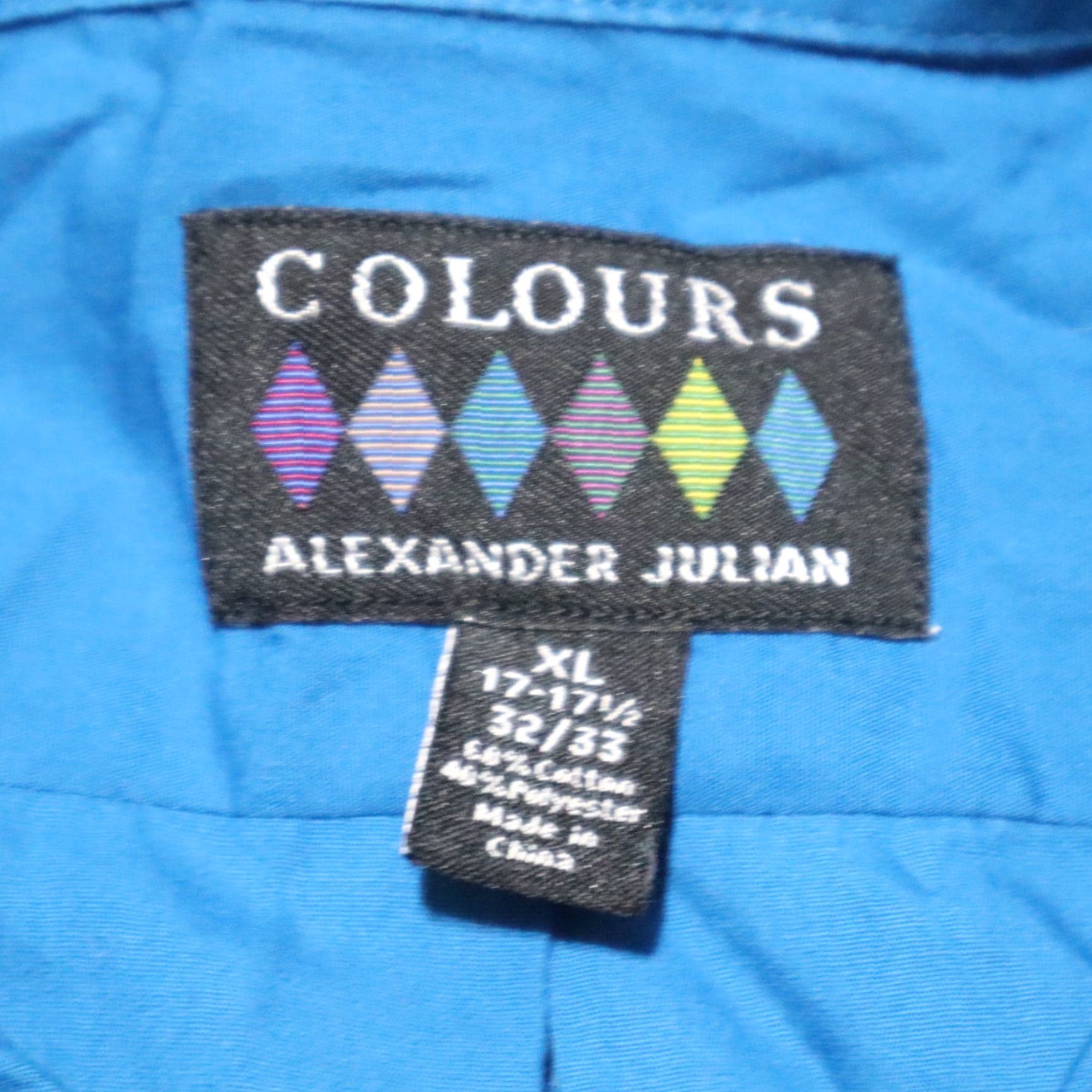 Alexander Julian Alexander Julian Shirt Button-Up XL Blue Mens Long Sleeve solid Colorful 17.5 Colorful 90s Size US XL / EU 56 / 4 - 3 Thumbnail