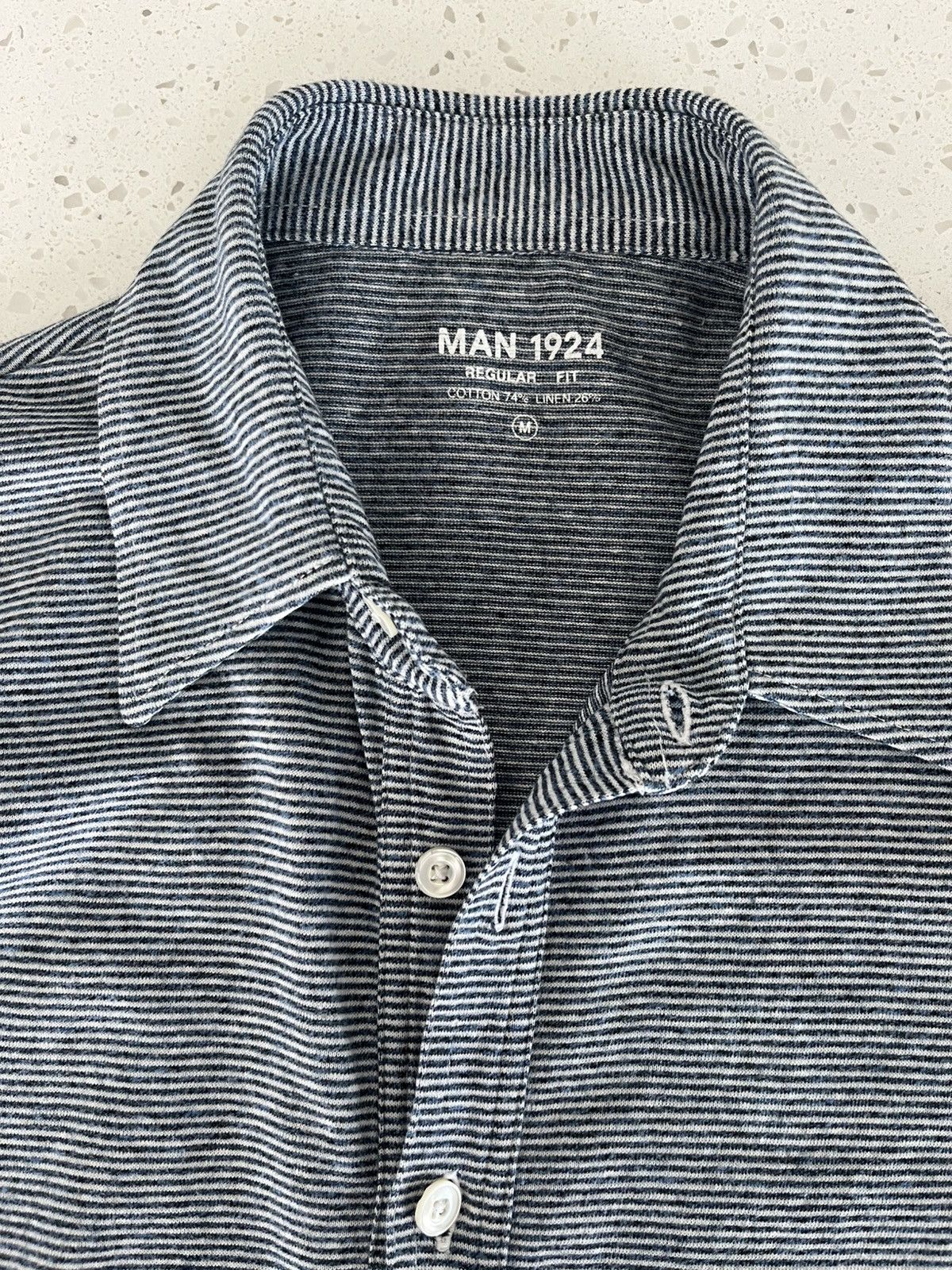 MAN 1924 Man 1924 cotton-linen blend stripped LS polo (medium) Size US M / EU 48-50 / 2 - 2 Thumbnail