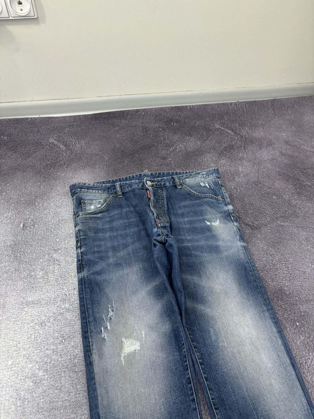 Dsquared2 Dsquared2 Ripped Faded Blue Slim Fit Tapered Denim Jeans Size US 34 / EU 50 - 5 Thumbnail