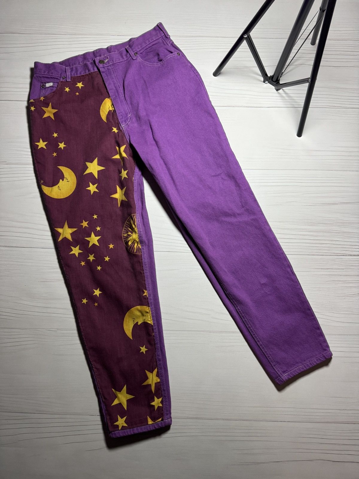 Lee Vintage Lee Celestial Sun Moon Stars Split Custom Jeans Size US 34 / EU 50 - 1 Thumbnail