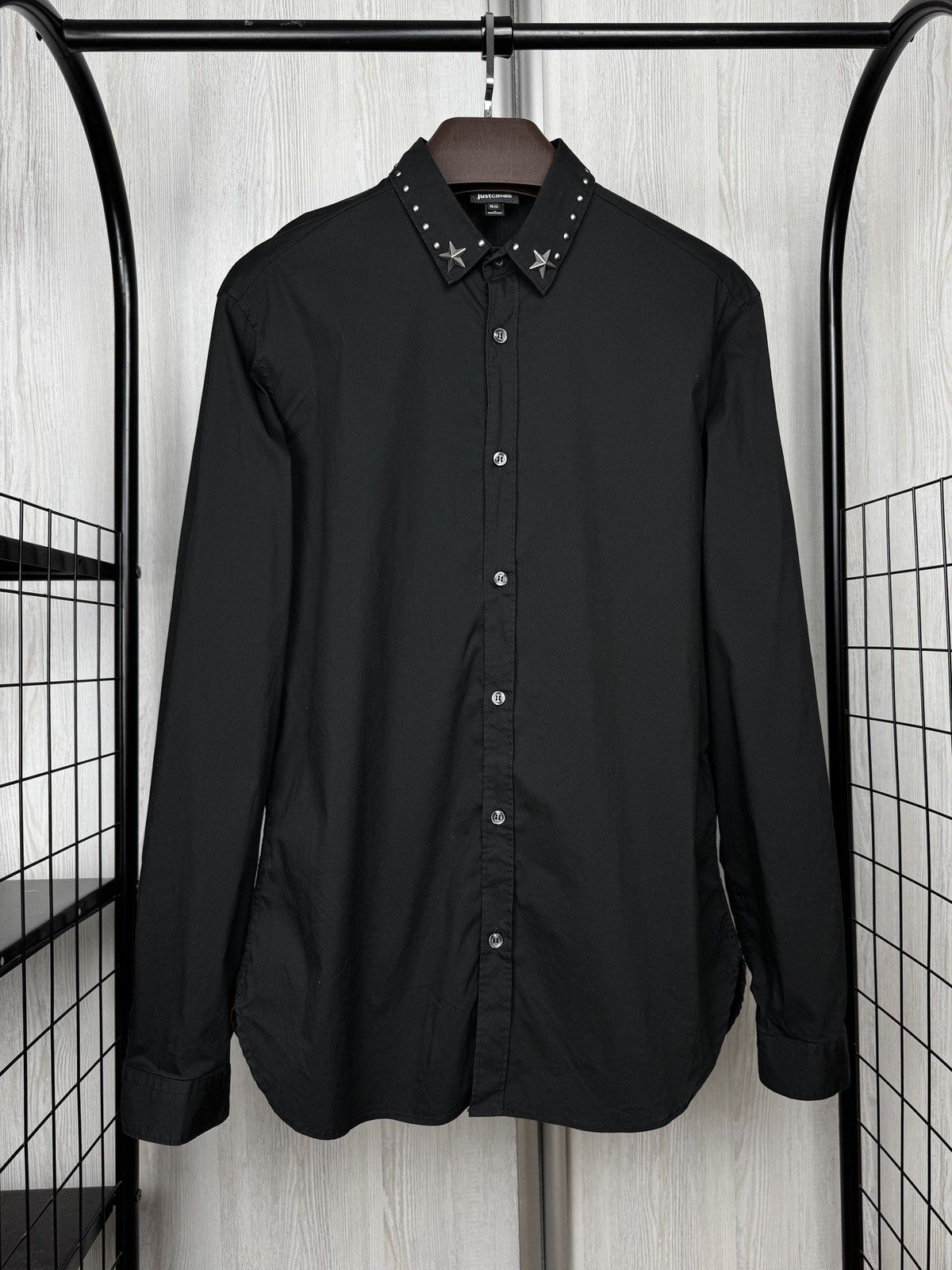 Just Cavalli Just Cavalli Black Studded Star Collar Shirt size 50 Size US M / EU 48-50 / 2 - 2 Thumbnail