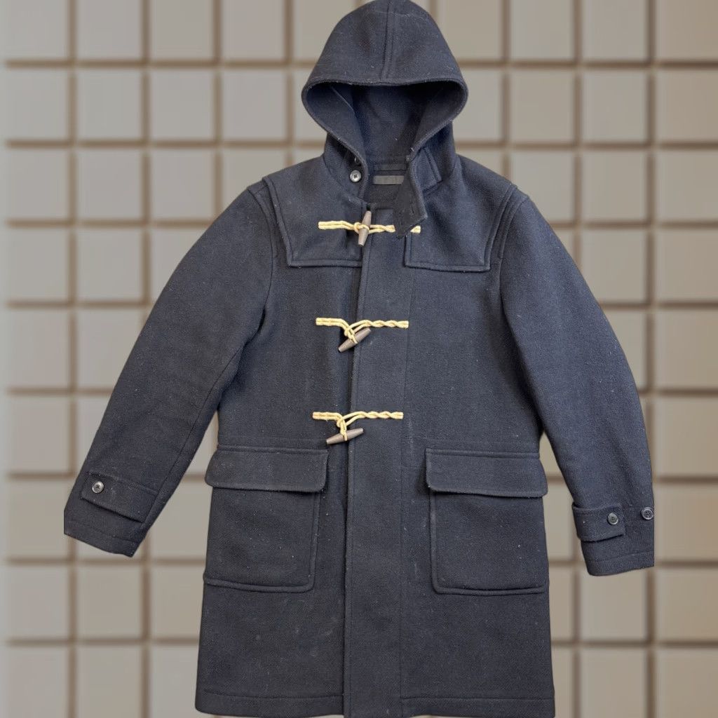 Uniqlo Duffle Coat Men Hooded Wool Blend Pea Coat Size M Black - Main Image