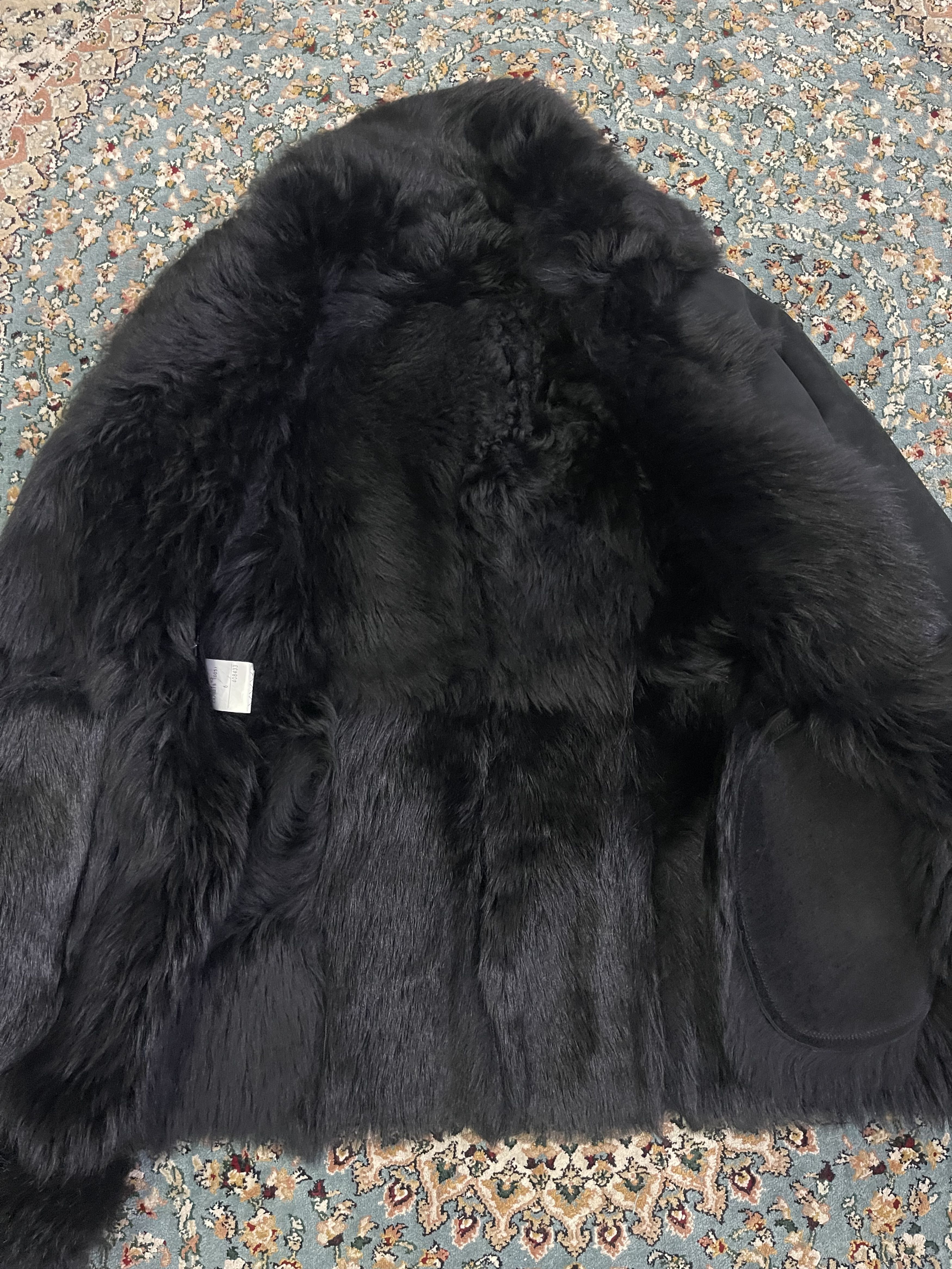 Luxury Black Fur Trim Winter Jacket Plush Fur Collar Cuffs