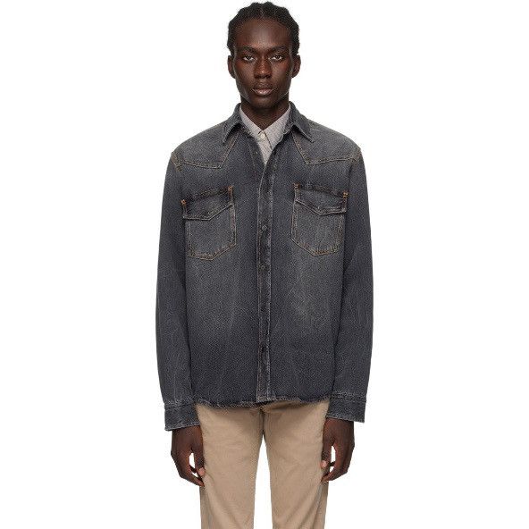 Hugo Boss BOSS Black Faded Denim Shirt | Western Washed Black | Grey Size US S / EU 44-46 / 1 - 2 Thumbnail