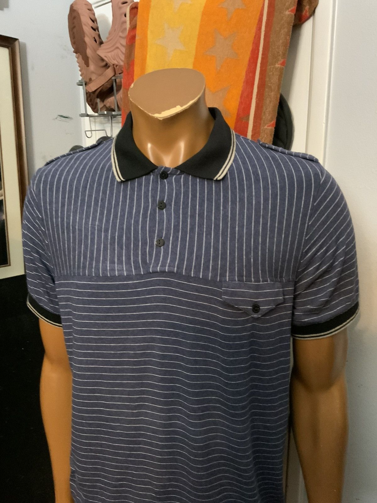 Other Morphine Generation Striped Stretch Rayon Pocket Polo Shirt Size US L / EU 52-54 / 3 - 8 Thumbnail