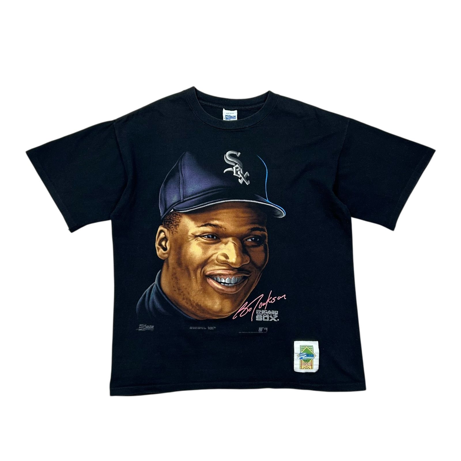 Salem Sportswear VTG 90s MLB BO JACKSON CHICAGO WHITE SOX CARICATURE T-SHIRT Size US L / EU 52-54 / 3 - 1 Thumbnail
