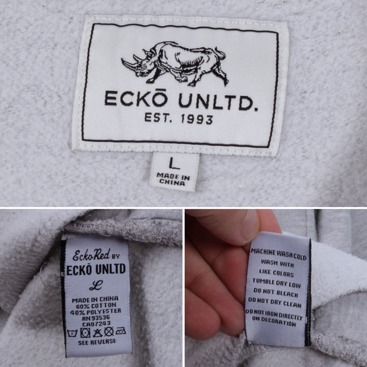 Ecko Unltd. × Vintage ECKO Unltd Vintage Big Logo Rhino Cotton Pockets Sweatshirt Size US L / EU 52-54 / 3 - 13 Thumbnail