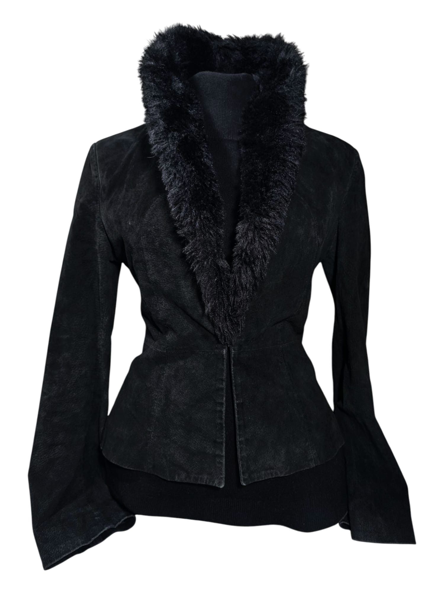 Hysteric Glamour 70s 80s black fauxfur collar leather coat chic boho Size M / US 6-8 / IT 42-44 - 3 Thumbnail