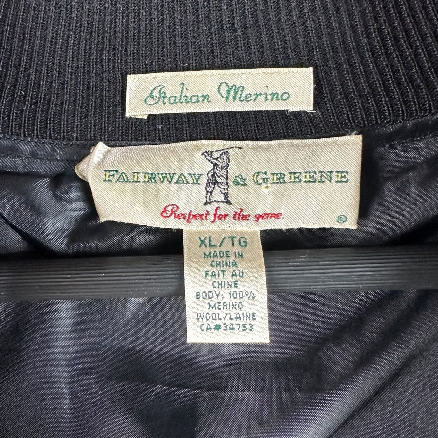 Vintage Fairway & Greene Sweater Mens XL Black 1/4 Zip Lined Wool Ribbed Cuffs V-Neck Pullover Knit Regular Seasonal Size US XL / EU 56 / 4 - 5 Thumbnail