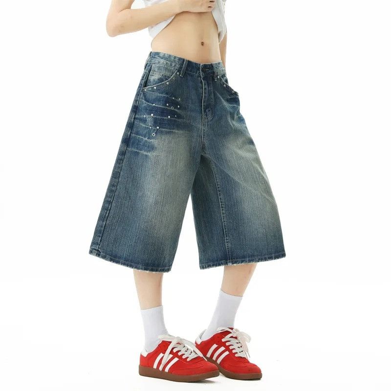 Jean Loose Gradient Denim Shorts Men Diamond Detail Size US 34 / EU 50 - 3 Thumbnail